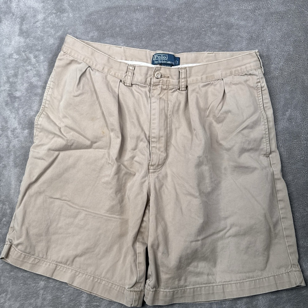 Vintage Polo Ralph Lauren Shorts Mens 36 Tyler Pleated Cotton Chino Short Khaki